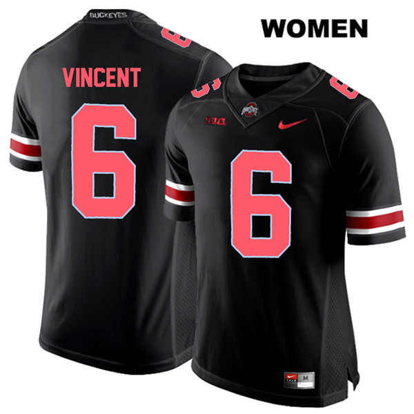 Ohio State Buckeyes Women's Taron Vincent #6 Red Number Black Authentic Nike College NCAA Stitched Football Jersey EY19Q07LV